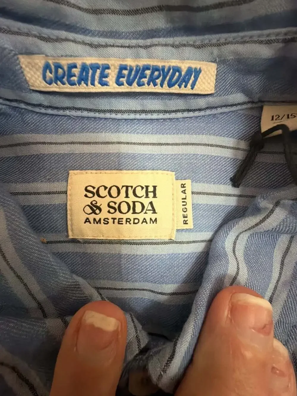 Scotch & Soda Amsterdam Blue Striped Long Sleeve Regular Fit Shirt Boys Size 12